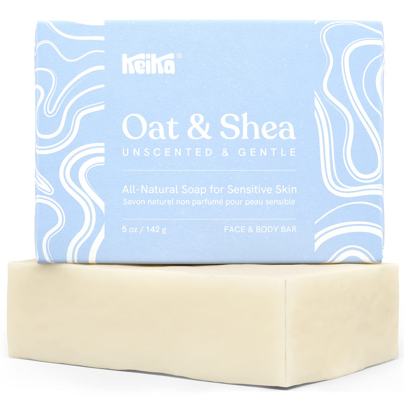 [Australia] - Keika Baby Soap Bar Oat & Shea Unscented for Eczema, Psoriasis, Face, Body, Infant Kids Teens Men Women with Sensitive Skin, 5 oz. 5 Ounce (Pack of 1) 