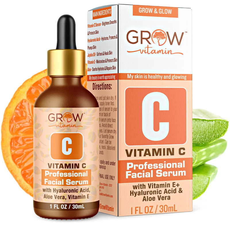True Skin Vitamin C Serum for Face with Hyaluronic Acid, Vitamin E, Aloe Vera and Jojoba Oil, Hydrating & Brightening Serum for Anti Aging, Dark Spots, Fine Lines & Wrinkles, 1 fl oz | Hyaluronic Acid, Vitamin E, Aloe Vera and Jojoba Oil, Hydrating & B...