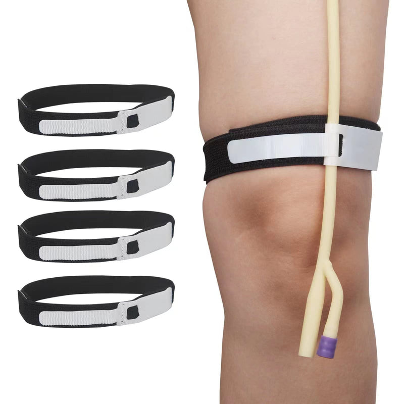 [Australia] - 4PCS Catheter Leg Strap Foley Catheter Holder Urinary Legband Holder Catheter Tube Holder Anti Irritation (Black) 
