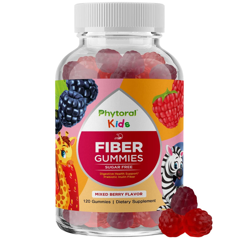 High Prebiotic Fiber Gummies for Kids - Dietary Fiber Supplements for Digestion & Constipation - Chicory Root Kids Immune Gummies - Non-GMO & Vegan Digestive Nutritional Supplements - 120 Count 120 Count (Pack of 1)