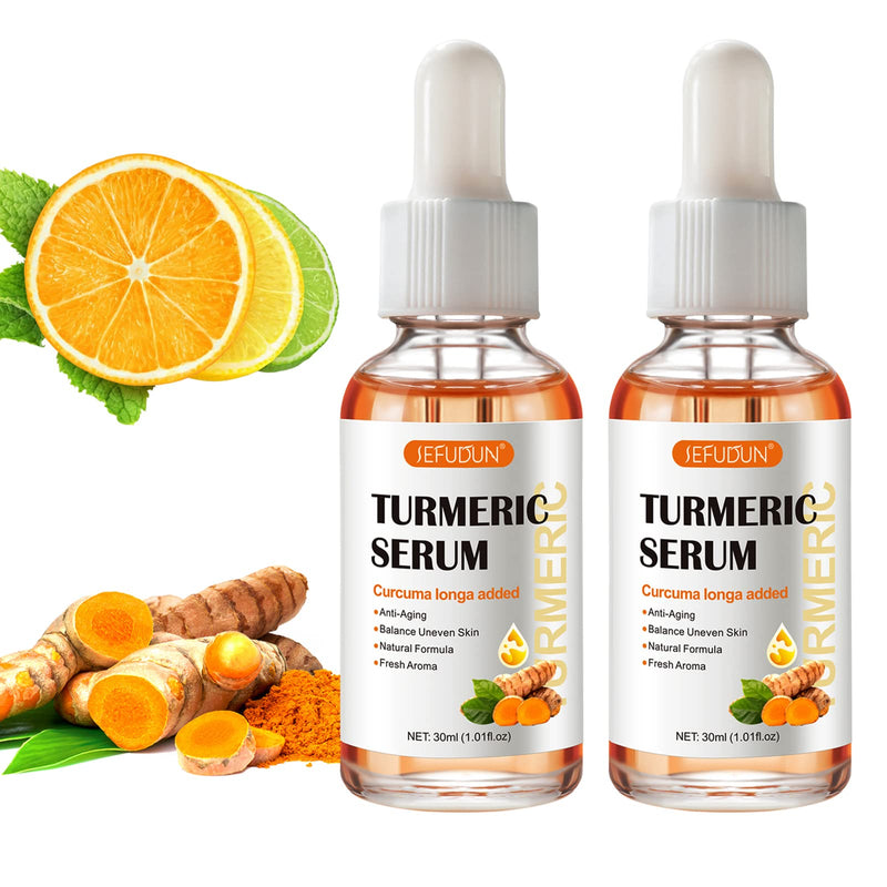 2 Pack Turmeric Serum for Dark Spots, Turmeric Dark Spot Corrector Serum for Acne, Hyperpigmentation and Smooth Skin, Formulated with Hyaluronic Acid, Vitamin C & E - 1.01 FL.OZ 1.01 Fl Oz (Pack of 1)