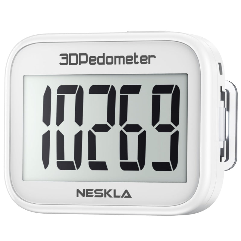 [Australia] - 3D Pedometer for Walking, Simple Step Counter with Large Digital Display, Step Tracker with Removable Clip Lanyard, Accurately Track Steps for Men Women Kids Adults Seniors-Ceramic White 