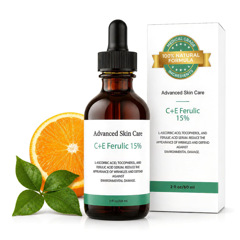 Vitamin C Face Serum with Vitamin E and Ferulic Acid | CE Ferulic 15% with Hyaluronic Acid (Compare to Skin Ceut.) | 2oz, Anti Aging and Wrinkle Serum for Face