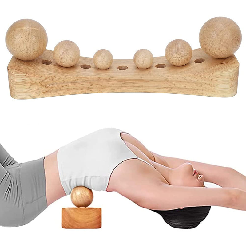 [Australia] - Wooden Point Massager, Psoas Muscle Release Tool, 6 Massage Heads, Back, Waist, Shoulder, Neck, Hips, Pelvic Correction, Manual/Hand-Powered 