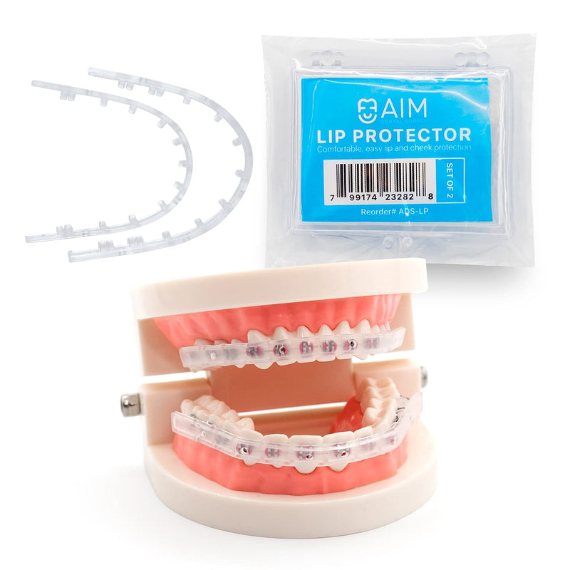 [Australia] - AIM Clear Lip Protector for Braces with Carry Case – Comfort Covers, Wax Alternative, Trim-to-Fit Teeth Shield (Upper + Lower) 
