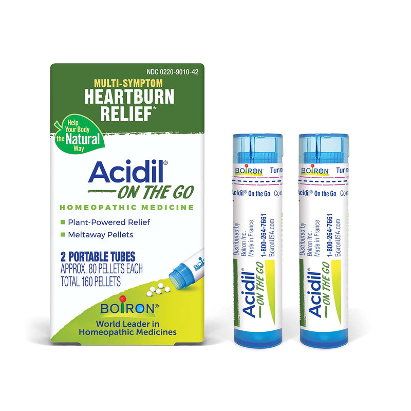 [Australia] - Boiron Acidil On The Go for Relief of Acid Reflux, Heartburn, Indigestion, Bloating, and Upset Stomach - 2 Count (160 Pellets) 