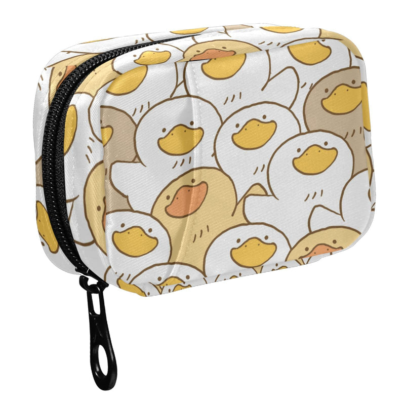 Fustylead Cute Cartoon Duck Travel Pill Organizer Case Zipper for Purse with Removable Weekly Pill Box for Medicine, Vitamin, Supplement Medicine Organizer