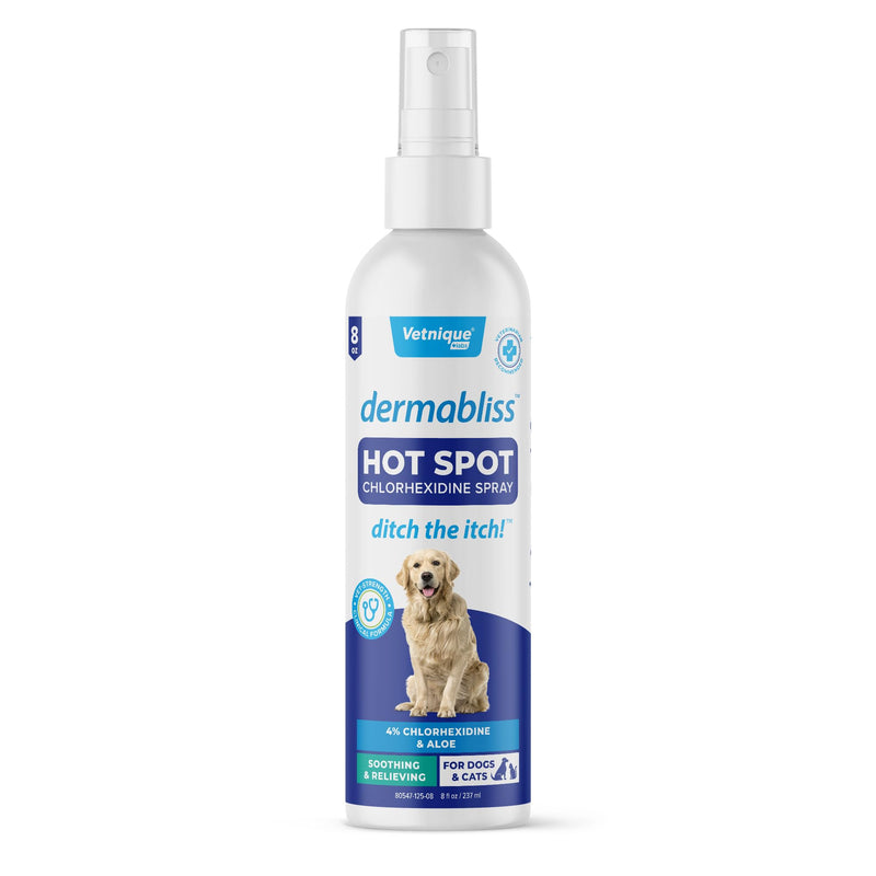Vetnique Dermabliss Hot Spot Treatment for Dogs - Antiseptic Medicated Chlorhexidine Spray - Vet Recommended for Skin Infections, Hot Spots & Irritation (Hot Spot Spray, 8oz) - PawsPlanet Australia