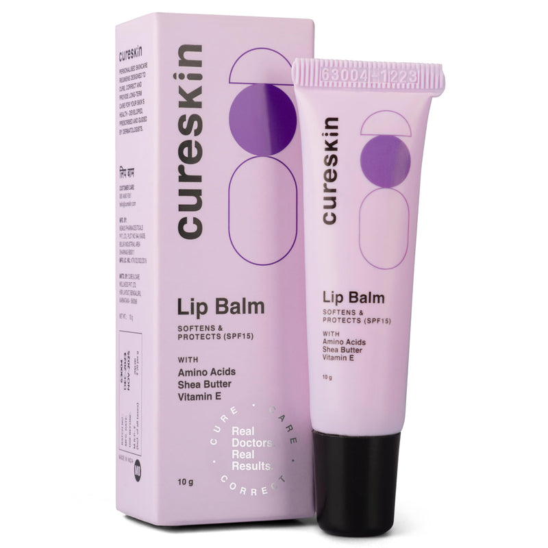 Cureskin Lip Balm with SPF 15, Amino Acids, Shea Butter and Vitamin E | Lip Care | SPF Lip Balm for Women and Men | Lip Lightening Balm for Dark Lips