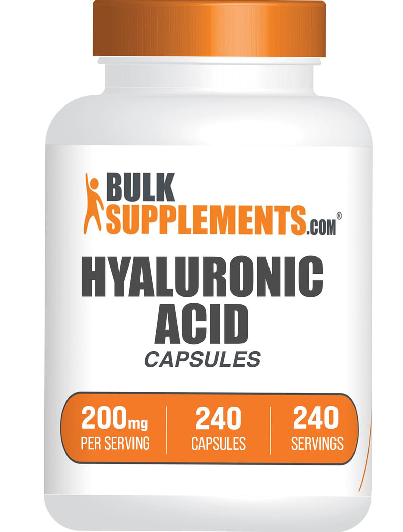 [Australia] - BulkSupplements.com Hyaluronic Acid Capsules - Hyaluronic Acid Supplements, Hyaluronic Acid 200mg - Pure & Gluten Free, 1 Capsule per Serving, 240 Count (Pack of 1) 