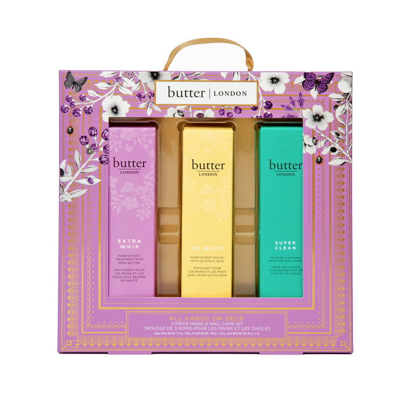 [Australia] - butter LONDON All Hands on Deck 3-Piece Hand & Nail Care Kit, Helps Moisturize & Restore Skin, At Home Manicure Prep, Vegan, Cruelty & Paraben Free 1 Ounce (Pack of 1) 