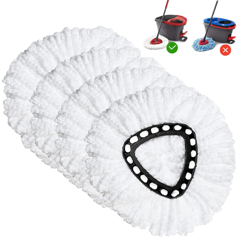 [Australia] - Spin Mop Replacement Head 4 Pack Mop Refill Compatible with Ocedar Triangle Swivel Mops Microfiber Swivel Mop Refill,Deep Clean,Machine Washable and Easy to Replace White 4 Count (Pack of 1) 