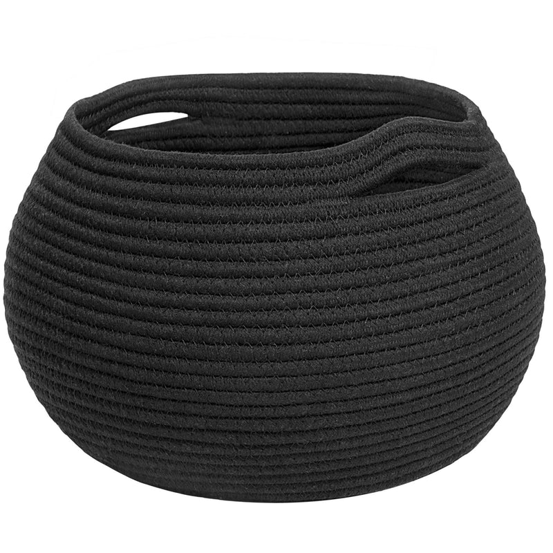[Australia] - Goodpick Small Rope Storage Basket, Black Round Baskets for Socks, Dog Toys, Towels, Cute Baby Basket for Living Room, Bedroom, Nursery, Towel Baskets for Bathroom, 10 x 8.3 inches 