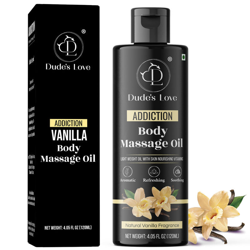 [Australia] - Organic - Vanilla Full Body Massage Oil - No Stain & Non-Sticky | with Fractionated Coconut Oil, Vanilla & Jasmin Oil | for Massage Therapy - 4.05 Fl Oz ADDICTION - VANILLA 4.05 Fl Oz (Pack of 1) 