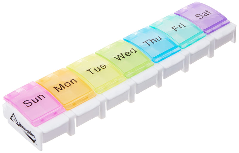 7-Day Pill Weekly Pill Organizer with Spring Open Design and Large Compartments to Hold Medications, Vitamins and Supplements. Arthritis & Travel Friendly and BPA Free