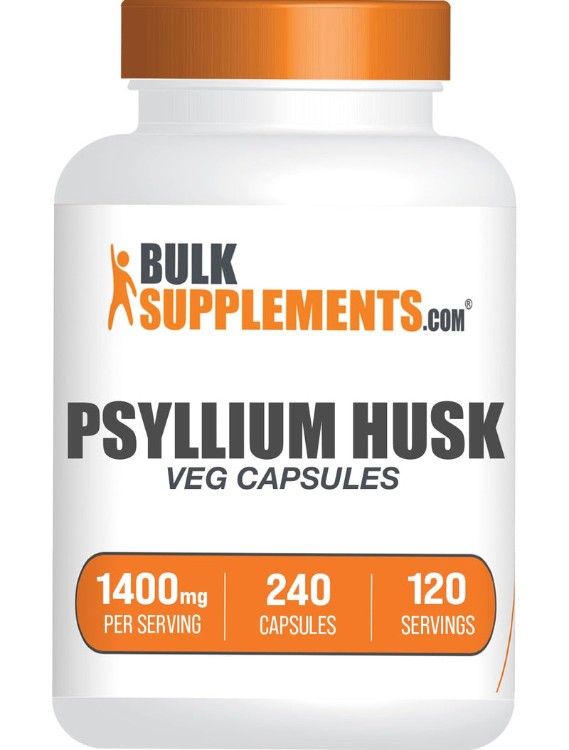 [Australia] - BulkSupplements.com Psyllium Husk Capsules - Fiber Supplement, Psyllium Husk Fiber, Psyllium Husk Pills - Vegan & Gluten Free, 2 Capsules (1400mg) per Serving, 240 Veg Capsules 240 Count (Pack of 1) 