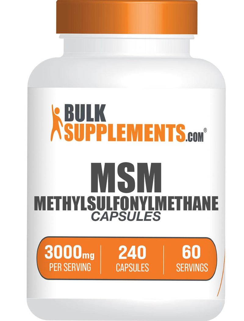 [Australia] - BulkSupplements.com MSM Capsules - Methylsulfonylmethane, MSM 3000mg - Joint Supplements, Gluten Free, 4 Capsules per Serving, 240 Count (Pack of 1) 