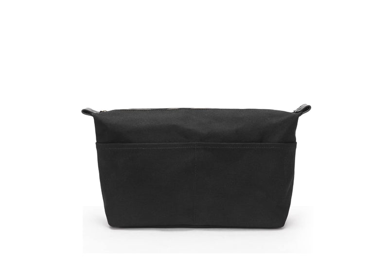 Insert Storage Bag Purse Organizer and Cosmetic Travel Bags for Women Makeup Bag with Compartments Three Sizes Cotton Canvas built-in compartments functiona and fashionable Large Black