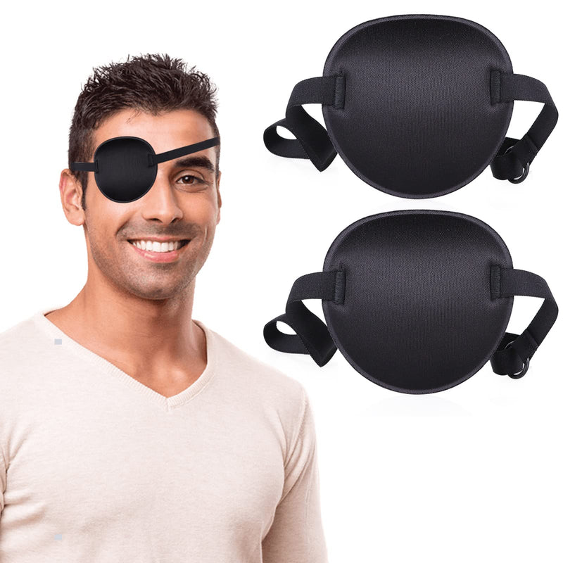 [Australia] - 2PCS Eye Patches for Adults Men Kids, Medical Eye Patch Adjustable Eyepatch for Right/Left Eye, Amblyopia Lazy Patches Black+black 