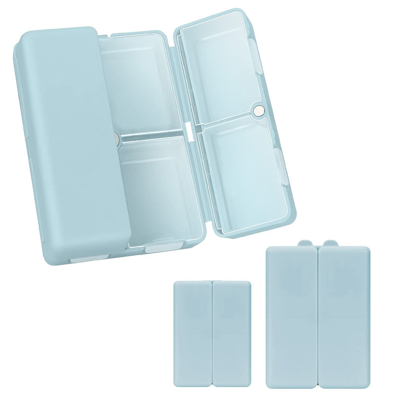 FYY Travel Pill Organizer, Pill Box Medicine Case-2pcs Navy | Easy to Use, Privacy Protection,Magnetic Foldable Pill Case for Purse or Pocket to Hold Vitamins,Supplements,Medication,2 Pcs Large (1 Piece), Small (1 Piece)