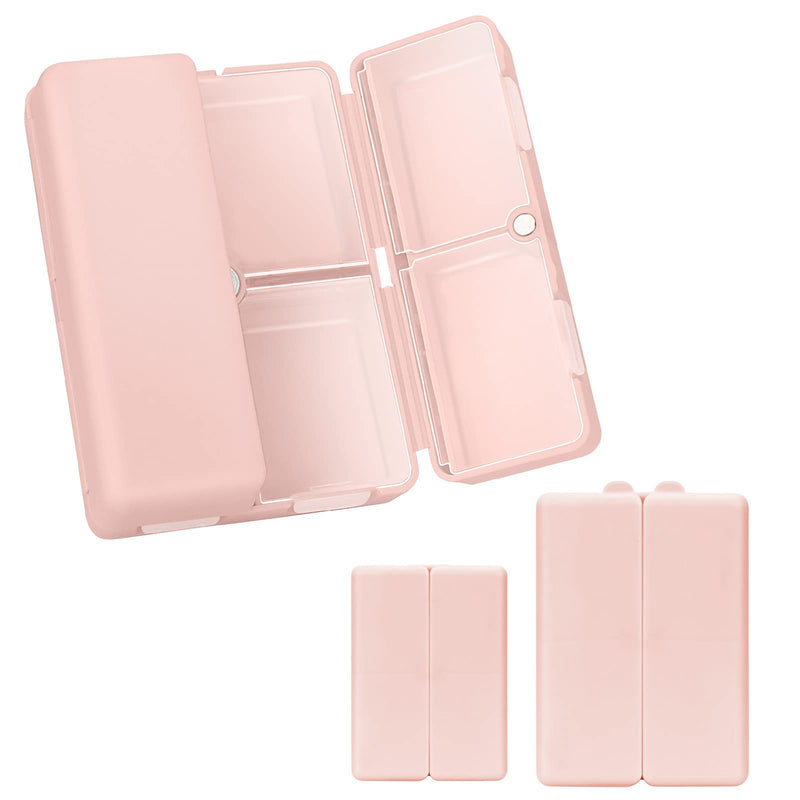 FYY Travel Pill Organizer, Pill Box Medicine Case-2pcs Pink | Easy to Use, Privacy Protection,Magnetic Foldable Pill Case for Purse or Pocket to Hold Vitamins,Supplements,Medication,2 Pcs Large (1 Piece), Small (1 Piece)