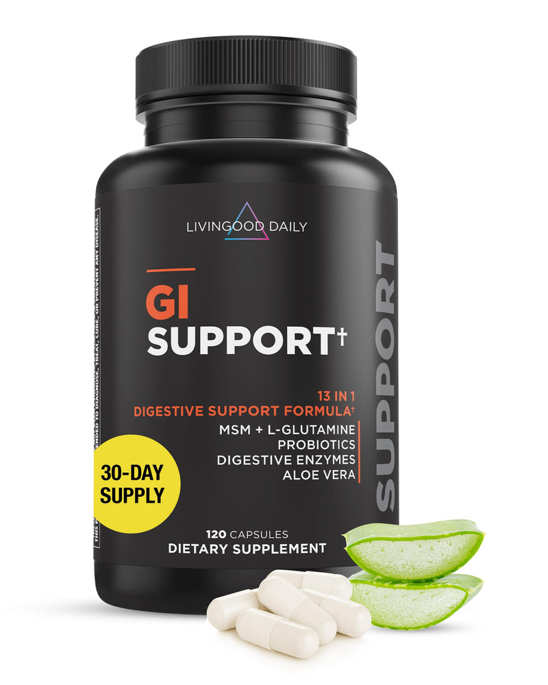 [Australia] - Livingood Daily Gut Cleanse Detox for Women & Men, GI Support (120 Vegetarian Capsules) - Gut Pills for Detox Cleanse with MSM, L-Glutamine, & Digestive Enzyme - Gluten-Free, Non-GMO, & Allergen-Free 