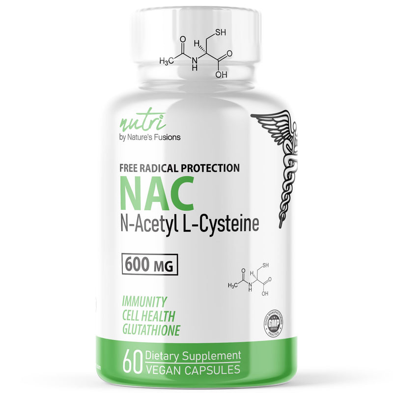 [Australia] - Nature's Fusions NAC Supplement N-Acetyl Cysteine - NAC 600 mg - Anti Aging Supplement, Antioxidant Supplement, Liver and Lung Support, Boost Glutathione - N Acetyl Cysteine (60 Capsules) 60 Count (Pack of 1) 
