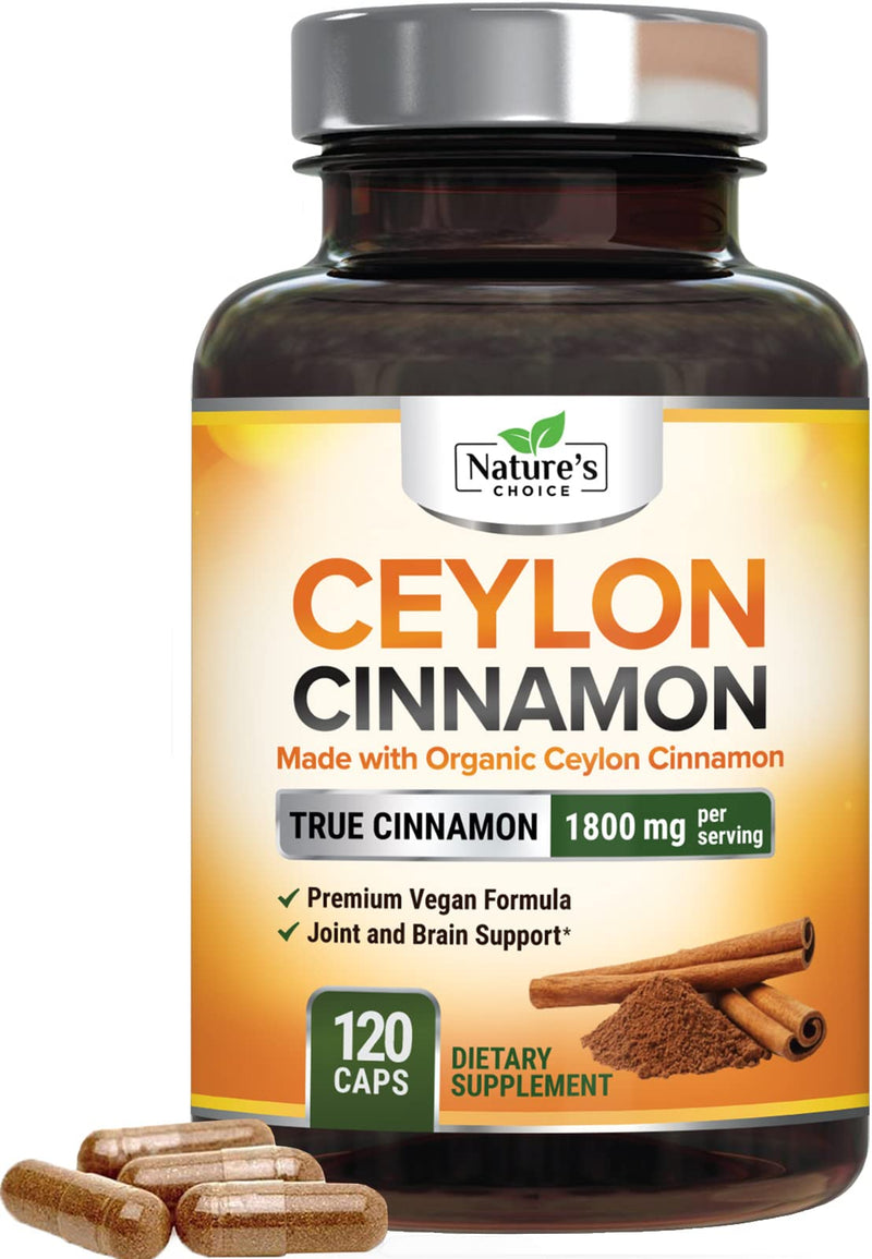 [Australia] - Ceylon Cinnamon Capsules - Certified Organic Cinnamon Pills, Non-GMO, Dairy & Gluten Free, Sri Lanka Cinnamon Powder Supplement, Vegan True Cinnamomum Vitamins, Sugar Free, 120 Count Cinnamon Capsules 120 Count (Pack of 1) 
