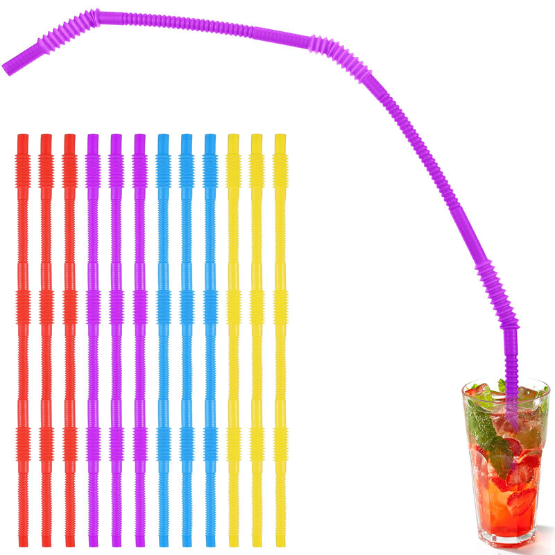 [Australia] - Geiserailie 12 Pieces Flexible Drinking Straws Extra Long Bendy Plastic Straws for Party Camping Limited Mobility Situations Dishwasher(Red, Yellow, Blue, Purple, 28 Inches) Red, Yellow, Blue, Purple 