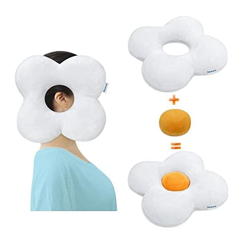 [Australia] - Ear Piercing Pillow for Side Sleepers Donut Pillow with Ear Hole, CNH, Relief Pain Ear Inflammation and Pressure Sores Guard Protector Earplugs Support Pillow for Sleeping White 