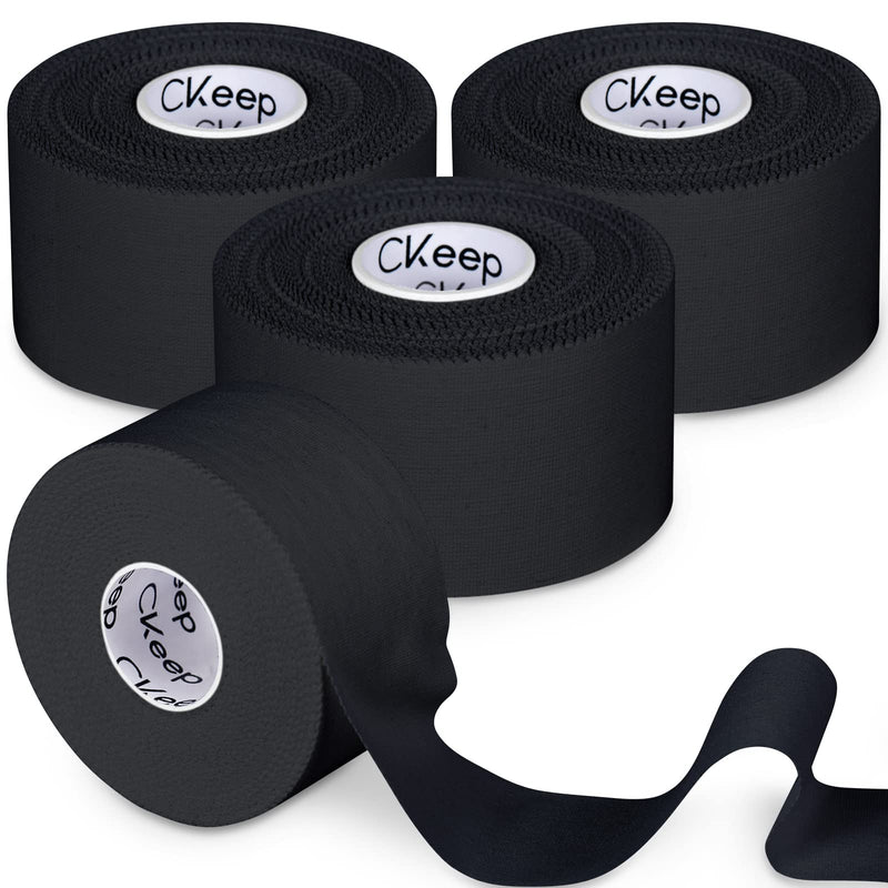 [Australia] - Athletic Tape, 45ft Per Roll, Easy to Tear and No Residue, Sport Tape for Strains and Sprains, Hypoallergenic and Breathable (4 Black) 4 Rolls 