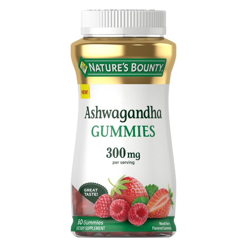 [Australia] - Nature's Bounty Ashwagandha Gummies, 300mg KSM-66 Ashwagandha Extract, Mixed Berry, 60 Gummies None Applicable 60 Count (Pack of 1) 