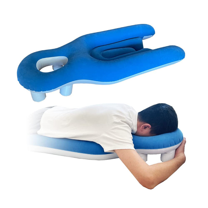 [Australia] - Face Down Pillow After Eye Surgery Prone Donut Pillow for Head Sleeping on Stomach Retinal Detachment Vitrectomy Recovery Equipment Face Support Breathe Easy Prone Cushion Pillow (Blue) Blue 