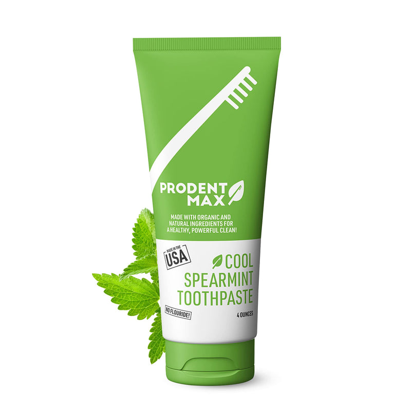 Cool Spearmint Natural Toothpaste, Whitening Toothpaste for Oral and Gum Health, for Adults and Kids Toothpaste with No Fluoride, Cleans Teeth and Freshens Breath, 4 oz