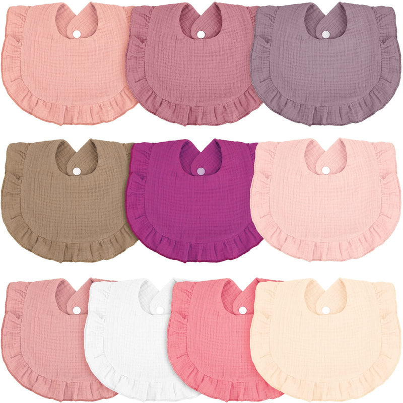 [Australia] - 10 Pcs Baby Muslin Bibs Drool Bandana Soft Adjustable Baby Cotton Bibs for Newborn Baby Girl Boy Toddlers Infants Teething Retro Colors 