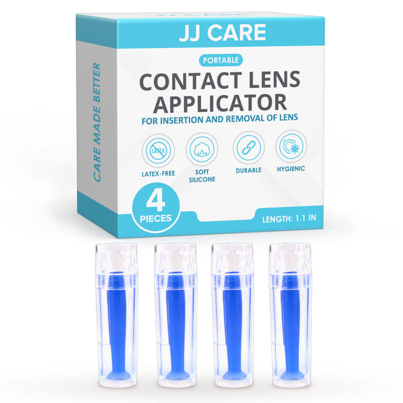 [Australia] - JJ CARE Contact Lens Applicator - Pack of 4 Contact Lens Remover Suction Tool for Hard Lenses, Silicone Rubber Eye Contact Plunger for Hard Contacts, Contact Removal Tool for Permeable Gas Lenses 