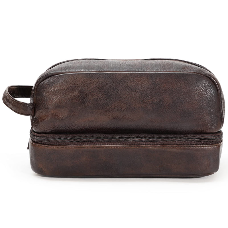 Premium Handmade Leather Toiletry Bags for Men and Women, Genuine Leather Dopp Kit and Shaving Bag for Men, Travel Cosmetic Bag for Women's and Men's, Retro - Cognac Retro - Cognac (Large)
