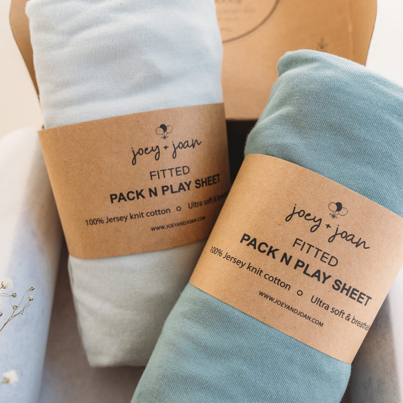[Australia] - Pack and Play Sheets Fitted – Compatible with Graco Pack n Play Playard Crib and Other 27 x 39 Inch Playpen Mattress – Snuggly Soft 100% Jersey Cotton – Light + Dark Sage Green – 2 Pack for Graco Pack n Play Playards 