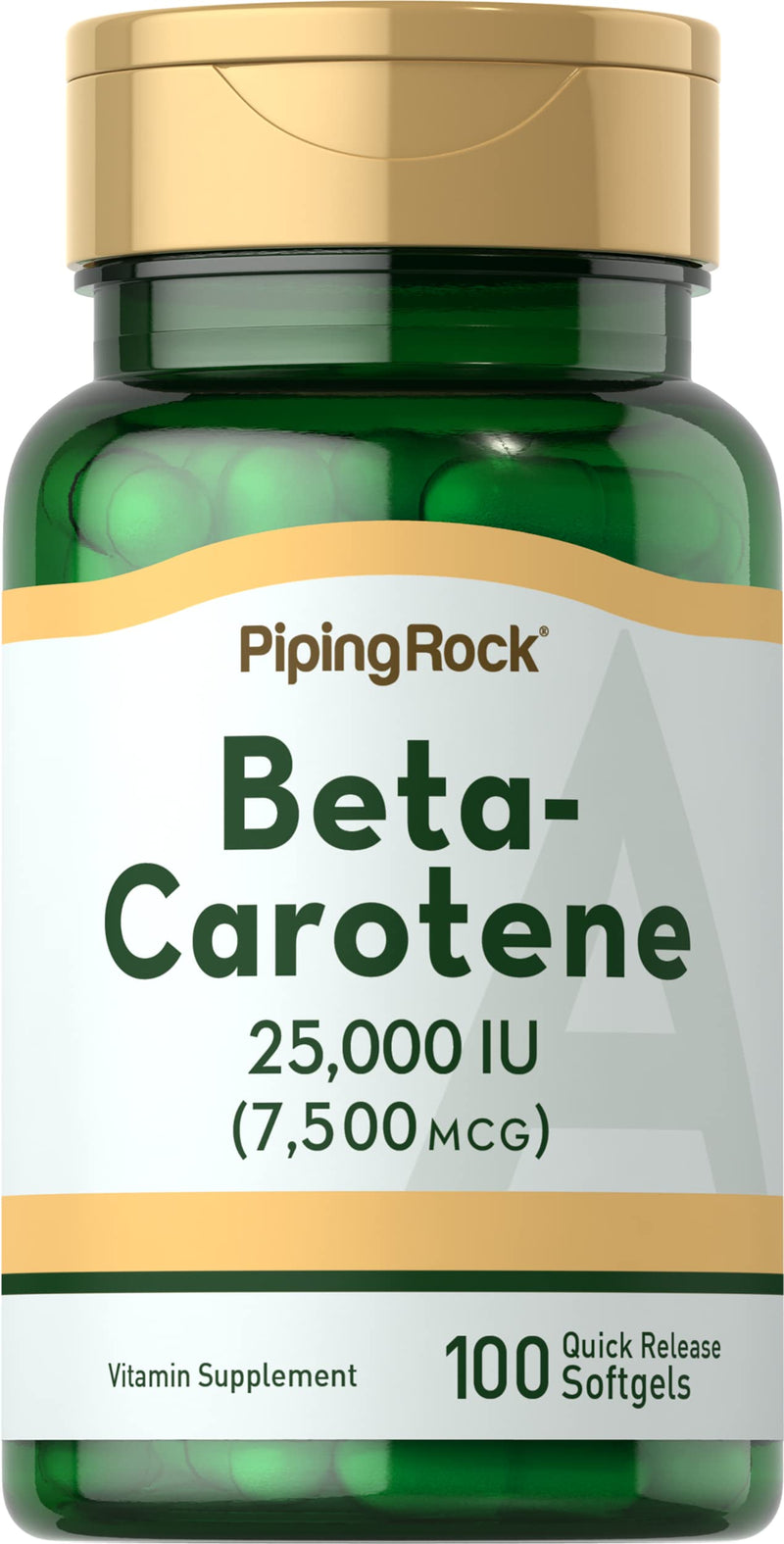 [Australia] - Piping Rock Beta Carotene 25000 IU Softgels | 7500 mcg | 100 Count | Vitamin A Supplement | Non-GMO, Gluten Free 
