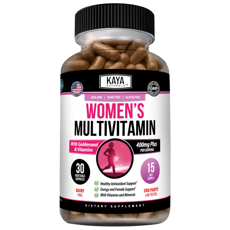 Kaya Naturals Women’s Multivitamin with B Vitamins, Biotin, Zinc, 30 Count | Women’s Daily Multivitamin; Vitamins A, C, D, E, B6 & B12; Biotin, Zinc & Selenium; Botanical Wellness Blends 30 Count (Pack of 1)
