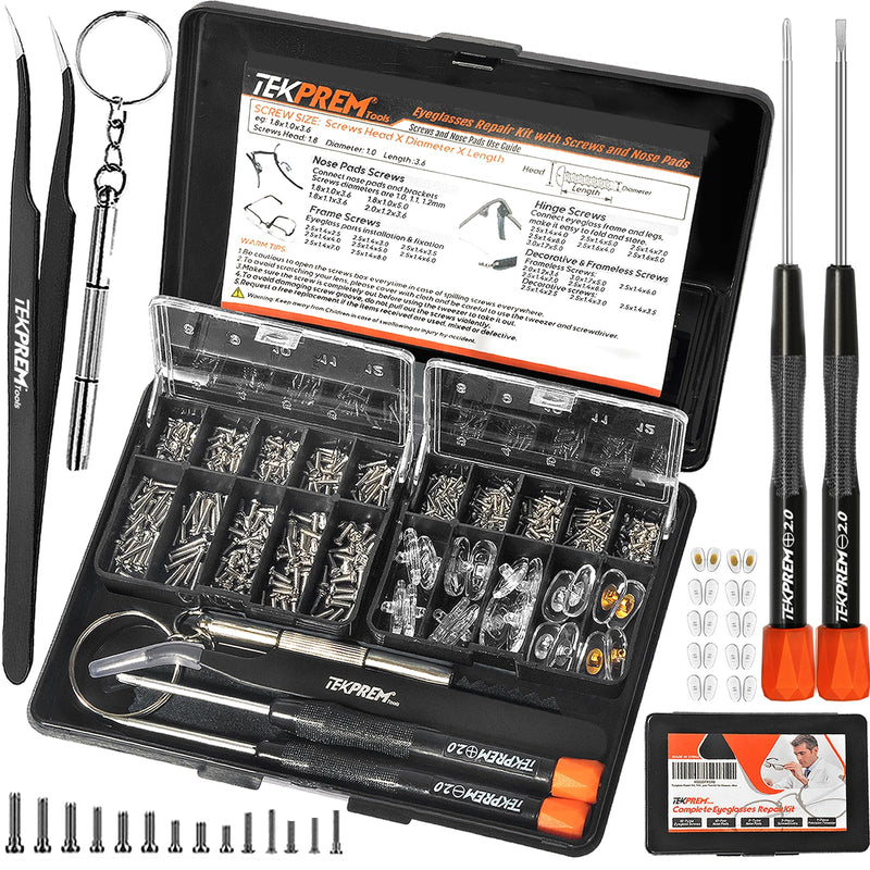 [Australia] - TEKPREM Magnetic Eyeglass Repair Tool Kit, Eye Glasses Repairing Screwdriver Set with Compatible Eyeglass Screws,Silicone Nose Pads,Tweezer,Small Screwdriver for Eyeglasses,Sunglasses and Nose Pads 