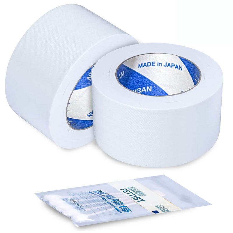 Ear Tape for Dogs 2 Pack with Dog Ear Cleaner Cotton Swabs, Self Adhesive Cotton Tape for Dog Ear Protection and Support, Ear Care Set for Dogs (Tape Width_1 inch(25mm)) 1.0 inch (25 mm) - PawsPlanet Australia