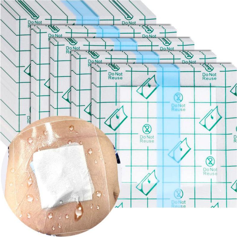 [Australia] - Waterproof Dialysis Catheter Shower Cover 8x8 - No Glue On The Center of The Patch, PD Peritoneal Dialysis Port Shower Protector Shield Island Bandage Dressing Patch Accessories (Pack of 25) (8"x8"+pad)-25pcs 