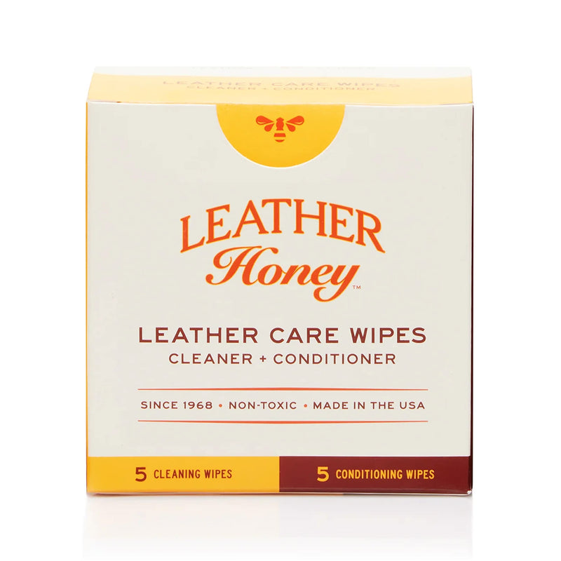 [Australia] - Leather Honey Leather Care Wipe Kit: Clean & Restore On-The-Go. Use for Leather Couches, Car Seats, Purses, Shoes & Bags. Safe for Any Color. Non-Toxic & Ready-to-Use. 5 Cleaner & 5 Conditioner Wipes Combo 