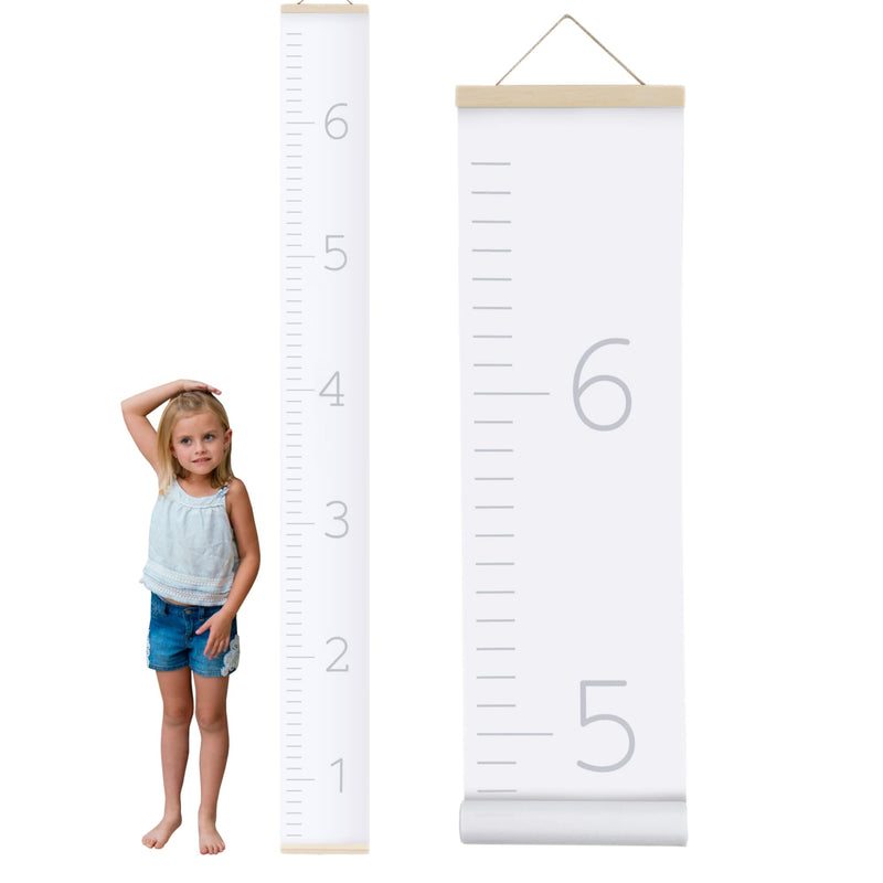 [Australia] - Canvas Growth Chart for Kids - Unisex Kids Room Wall Decor - Measuring Height Chart- Wall Tape with Height Chart for Kids (plain white) plain white 