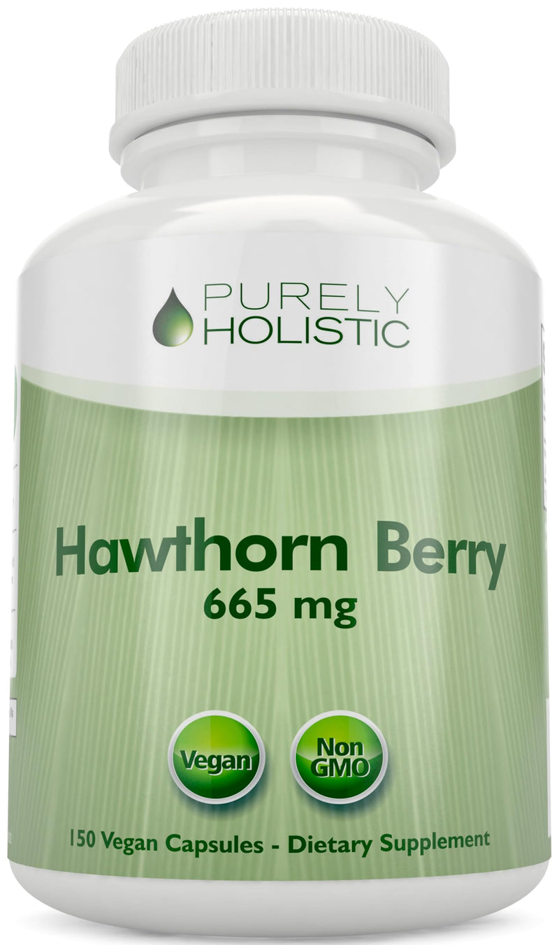 [Australia] - Purely Holistic Hawthorn Berry - 150 Vegan Capsules - 5 Month Supply - High Strength 4:1 Extract - Non-GMO Hawthorne Supplement - Supports Cardiovascular & Digestive Health 