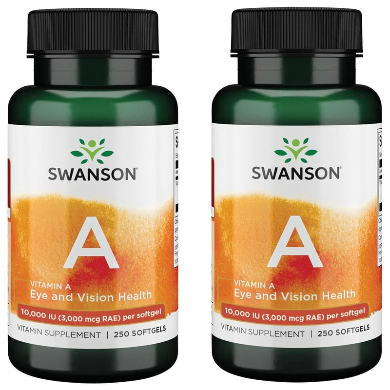 [Australia] - Swanson Vitamin A 10,000 IU (3,000 mcg RAE) Natural Nourishment for Bone, Skin Health, Vision Support & Immune System Function - High Absorption Vitamin A 250 Softgels (2 Pack) 
