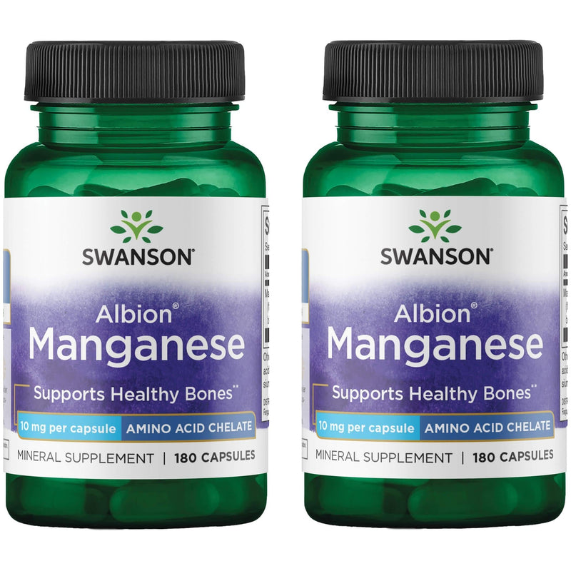 [Australia] - Swanson Albion Chelated Manganese 10 Milligrams 180 Capsules (2 Pack) 