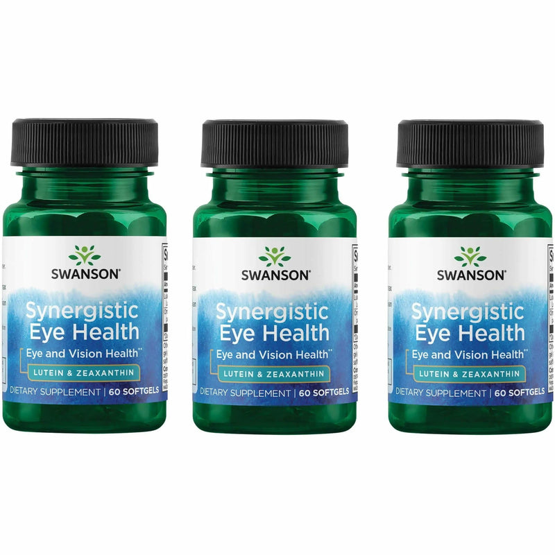Swanson Lutein & Zeaxanthin Synergistic Eye Health Vision Retina Macula Supplement (Lutein 20 mg & OmniXan Zeaxanthin 2 mg) 60 Softgels Sgels (3 Pack) 60 Count (Pack of 3)