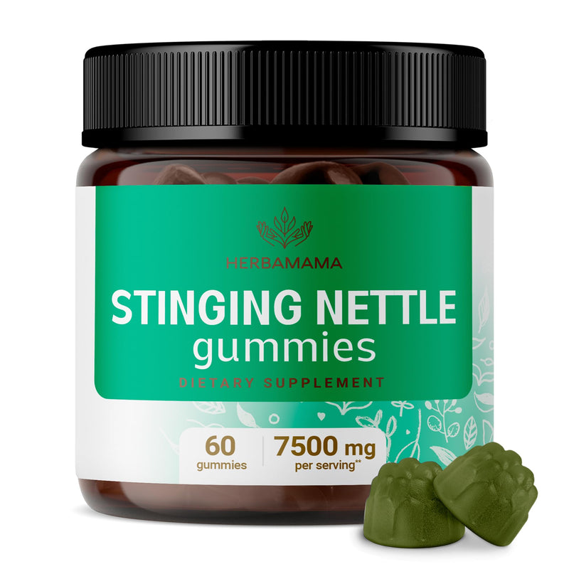 [Australia] - HERBAMAMA Stinging Nettle Root Gummies - Stinging Nettle Formula - 60 Vegan & Non-GMO Chews - 7500mg 
